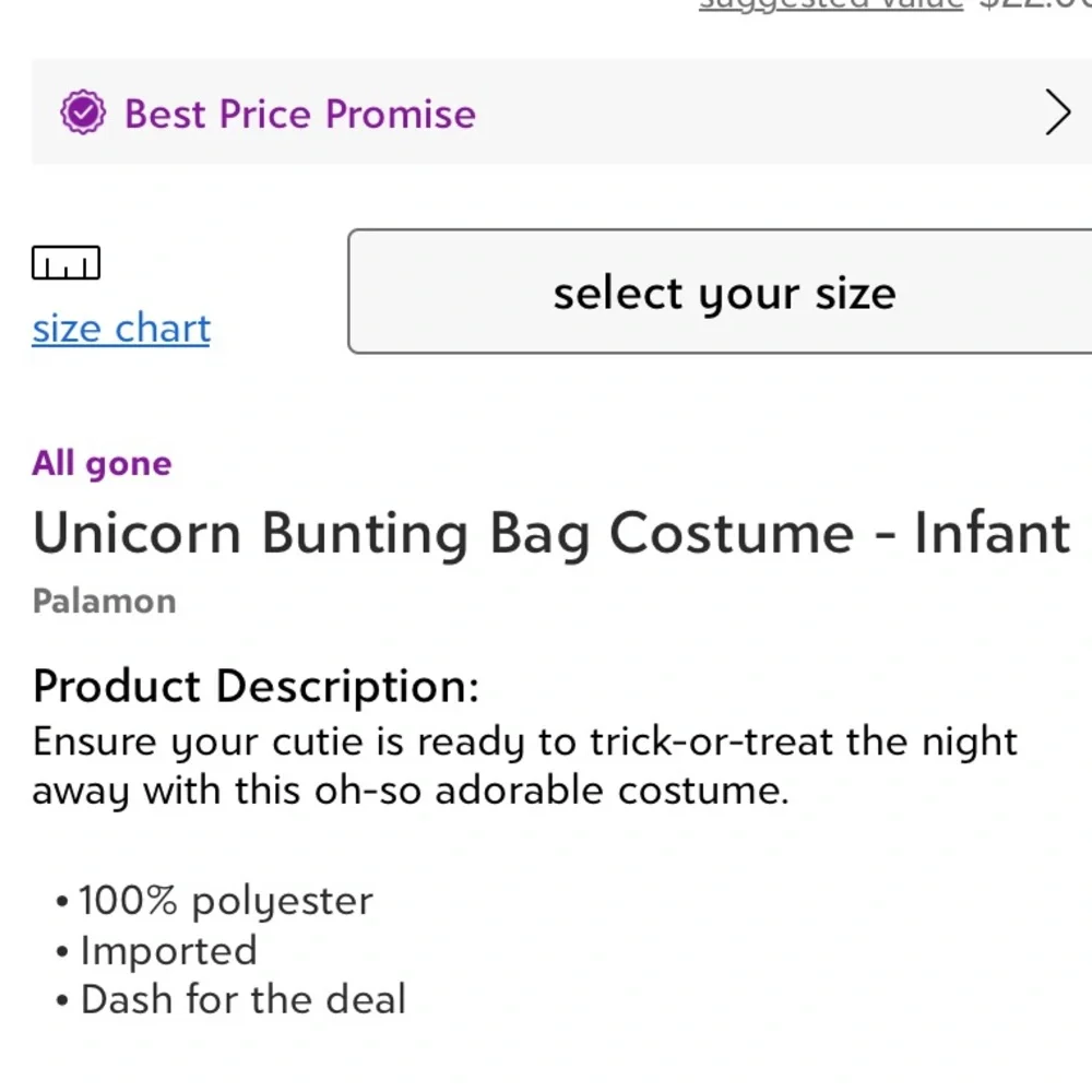 NEW Palamon Snazzy Unicorn infant Bunting Bag Costume Baby 12-18 month’s